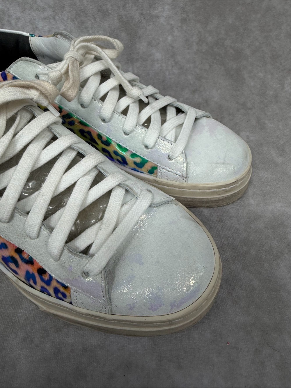 P448 Women’s Jack Leopard Hologram Low Top Sneaker EU 37 US 6.5-7 - Picture 2 of 8